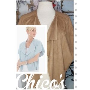 Chico's plus size suede boho chic zipper jacket